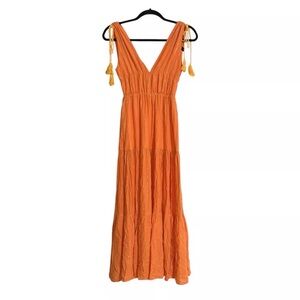 Vibrant Orange Sleeveless Maxi Dress